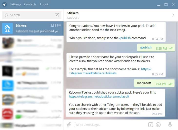 مدیاسافت - ساخت استیکر تلگرام