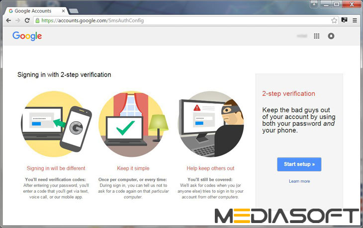 مدیاسافت - امنیت اکانت گوگل