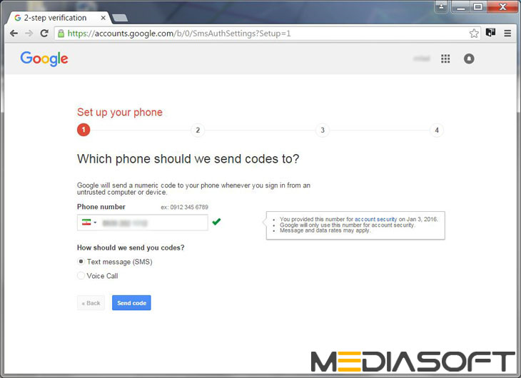 مدیاسافت - امنیت اکانت گوگل