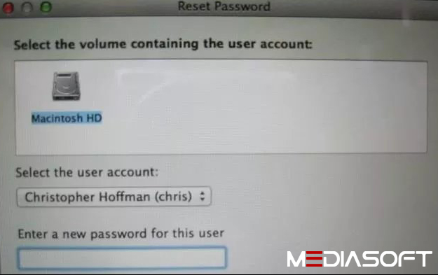 مدیاسافت - بازیابی رمز عبور مک