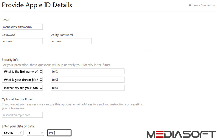 مدیاسافت - ساخت رایگان اپل آی دی (Apple ID)
